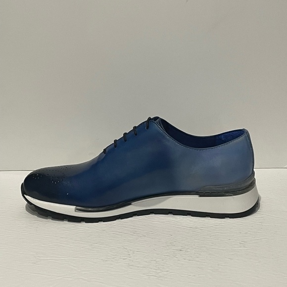 Emilio Franco shoes sneakers casual blue Italian leather Oxford - Picture 3 of 7